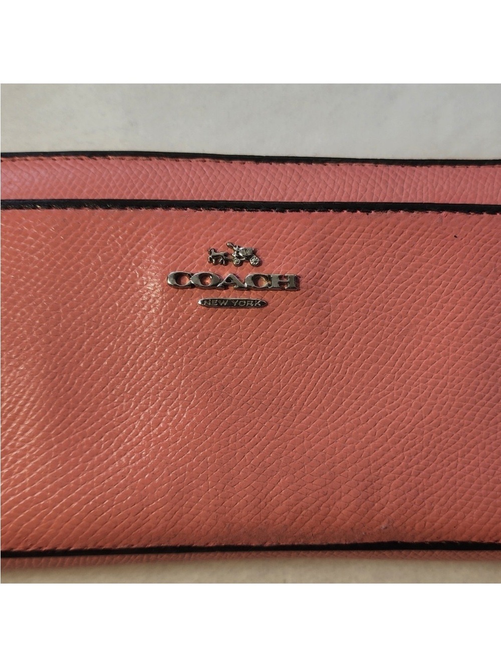 Coach Pink Pebbled Leather Long Wallet with Silver Logo